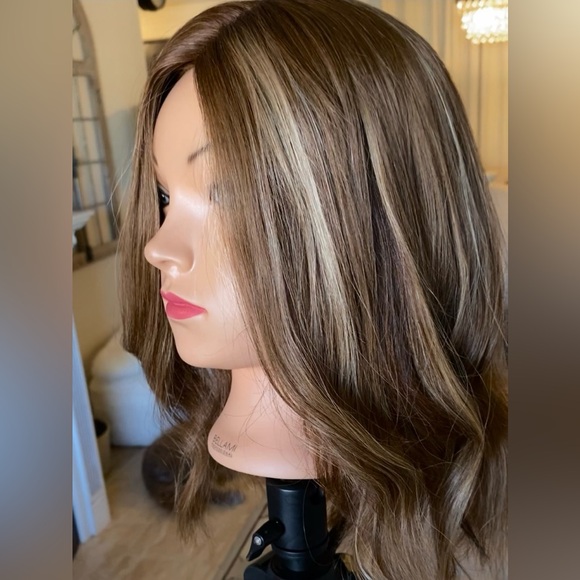 HUMAN HAIR Topper NEW WOT 100% Remy hair! Hidden Crown Brand Rooted Dark Blonde - Picture 5 of 16